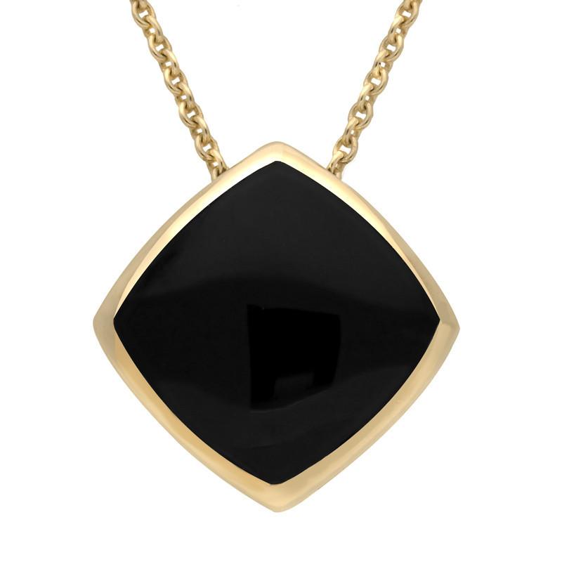 9ct Yellow Gold Whitby Jet Cushion Necklace - Yellow Gold