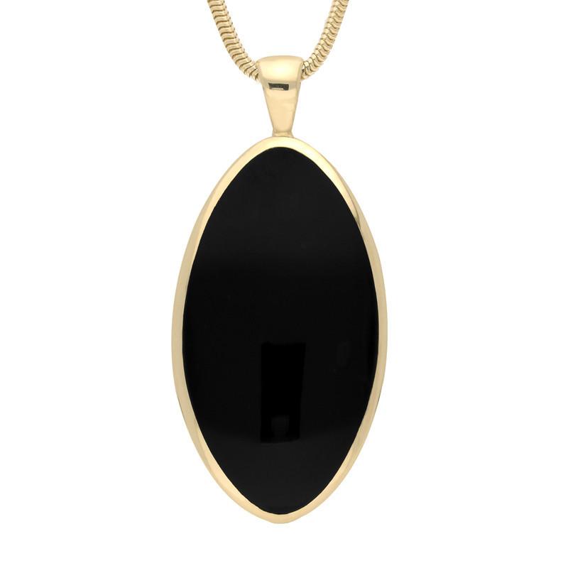 9ct Yellow Gold Whitby Jet Large Oval Necklace - Yellow Gold