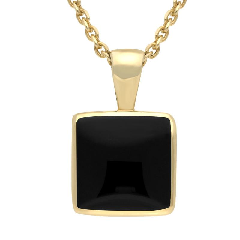 9ct Yellow Gold Whitby Jet Square Necklace - Yellow Gold