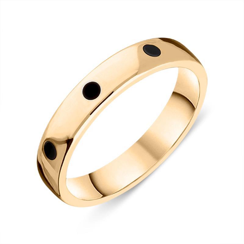 9ct Yellow Gold Whitby Jet 4mm Wedding Band Ring - Gold