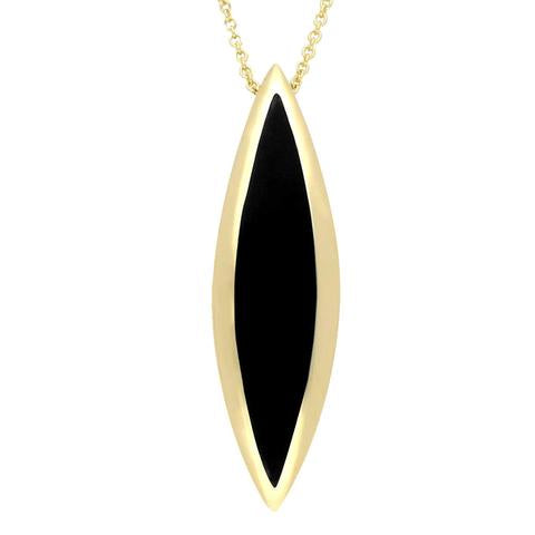 9ct Yellow Gold Whitby Jet Toscana Long Marquise Necklace - Yellow Gold
