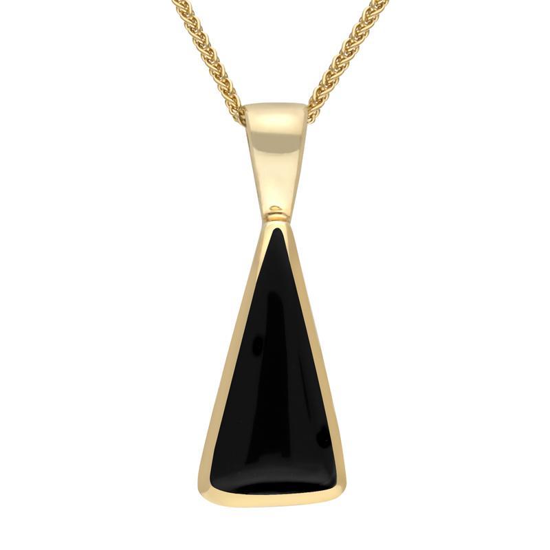 9ct Yellow Gold Whitby Jet Triangle Necklace - Yellow Gold