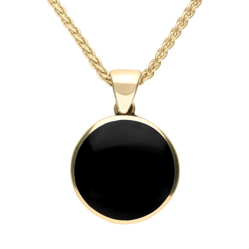 9ct Yellow Gold Whitby Jet Tudor Rose Reversible Necklace - Yellow Gold