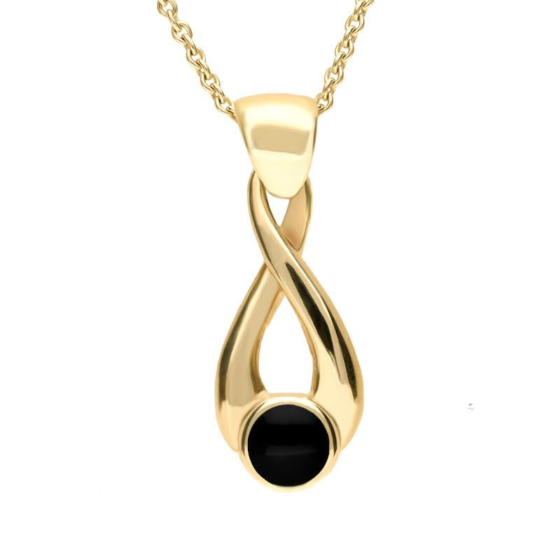 9ct Yellow Gold Whitby Jet Eternity Loop Necklace - Yellow Gold