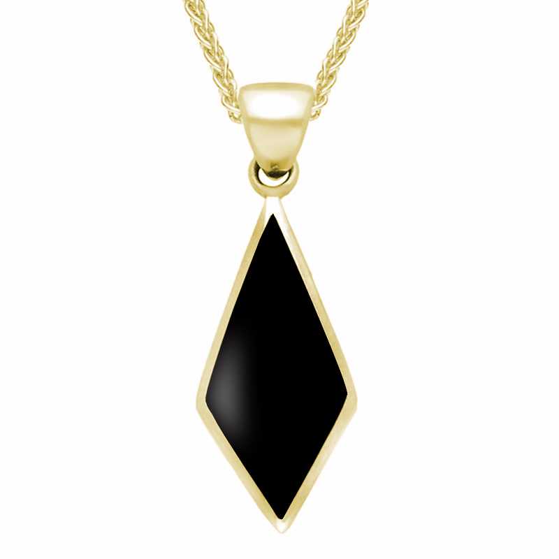 9ct Yellow Gold Whitby Jet Diamond Shaped Necklace - Option1 Value Yellow Gold