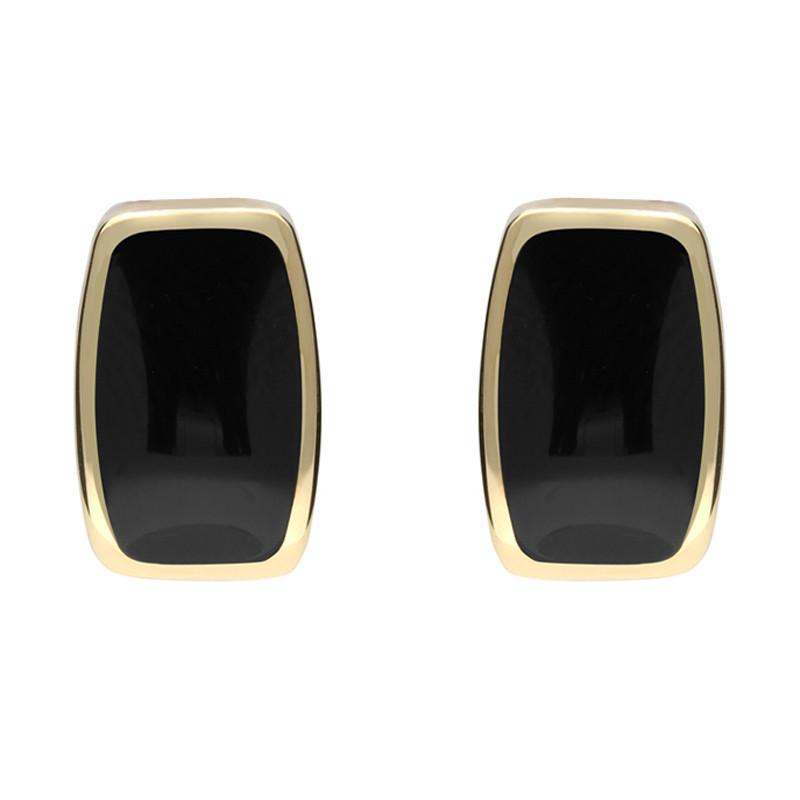 9ct yellow Gold Whitby Jet Dinky Barrel Stud Earrings - Yellow Gold
