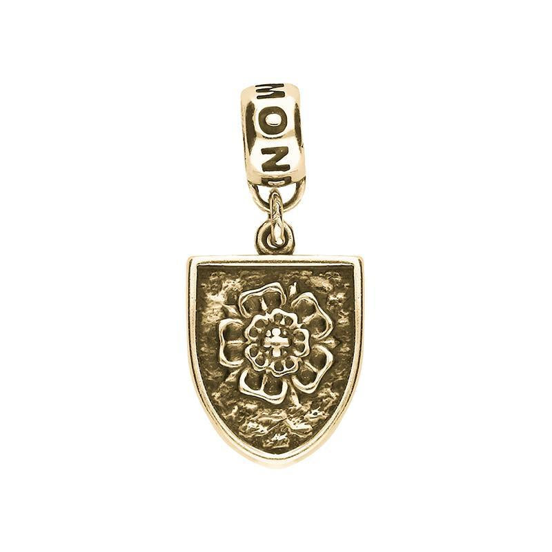 9ct Yellow Gold York Minster Cross Key and Rose Shield Loop Charm - Yellow Gold