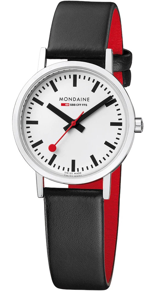 Mondaine Watch Classic Vegan Grape Leather - White