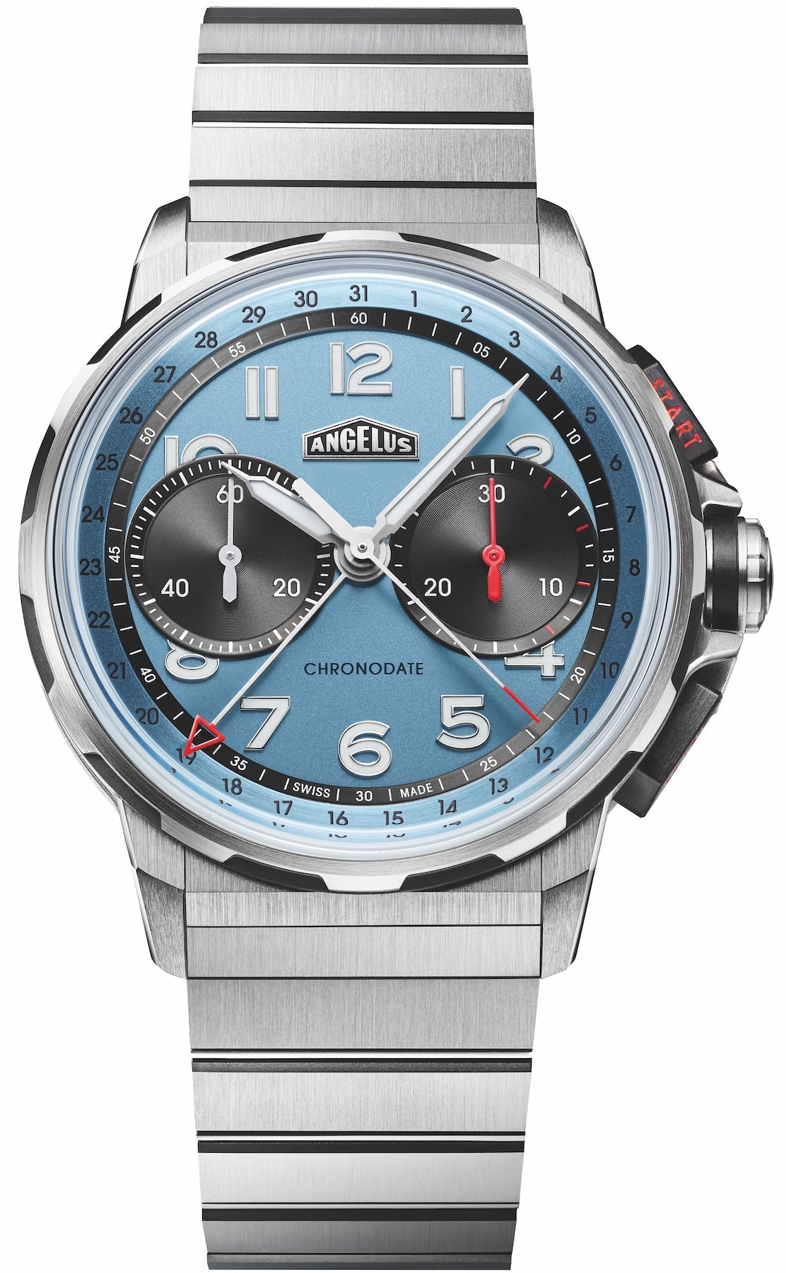 Angelus Watch Chronodate Titanium Storm Blue Bracelet