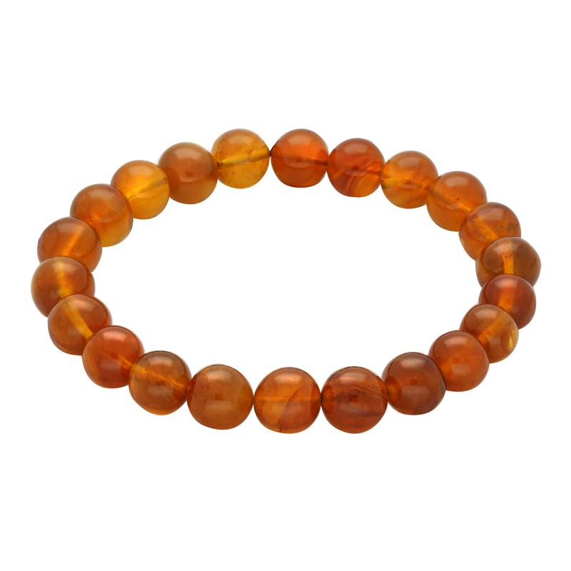Amber Beaded Stretch Bracelet - Silver