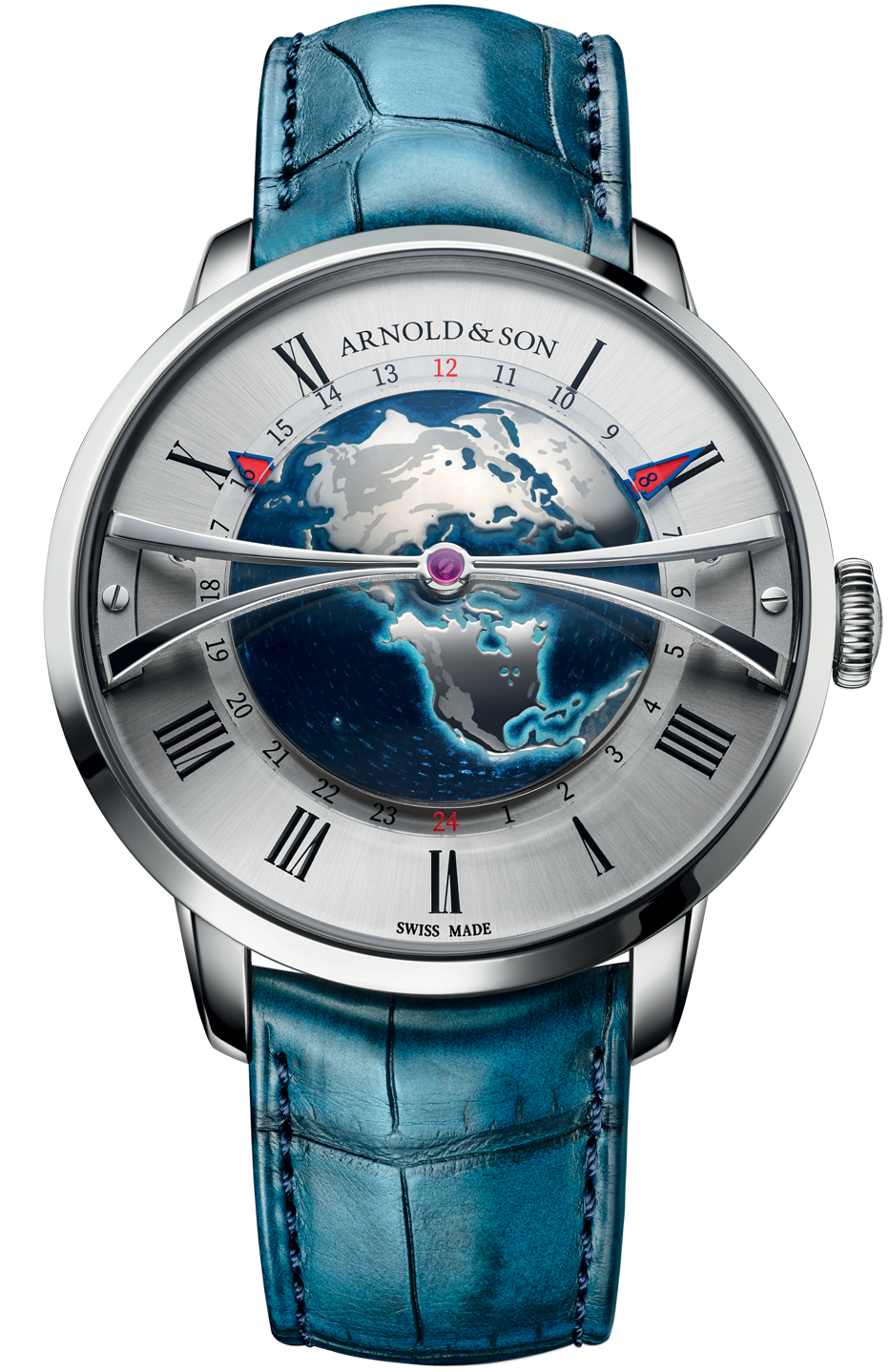 Arnold & Son Watch Globetrotter Steel Opaline Limited Edition