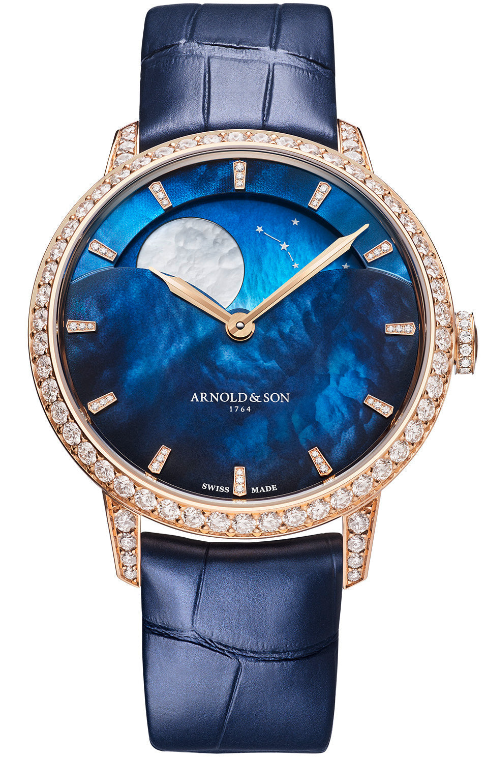 Arnold & Son Watch Perpetual Moon 38 Rose Gold - Blue