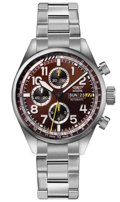 Aviator Watch Airacobra Chrono Auto Mens - Brown