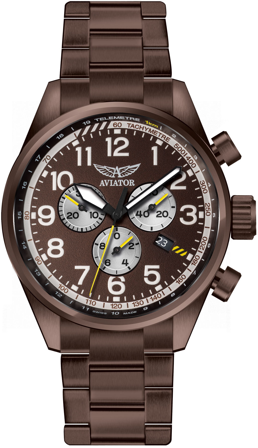 Aviator Watch Airacobra Chrono Mens - Brown
