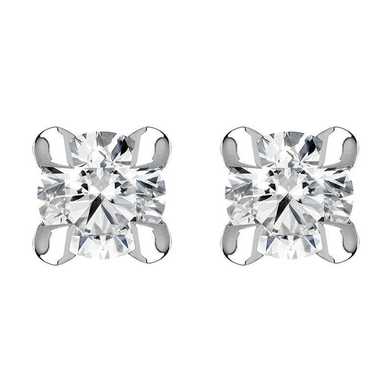 18ct White Gold 0.14ct Diamond Claw Set Solitaire Stud Earrings