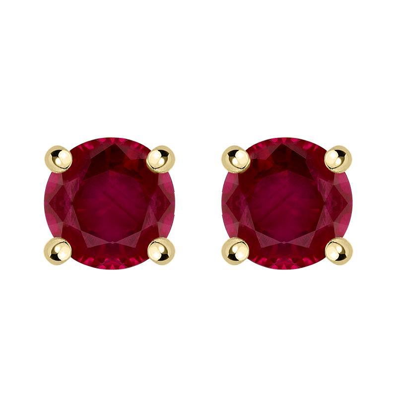 18ct Yellow Gold Ruby Claw Set Solitaire Stud Earrings