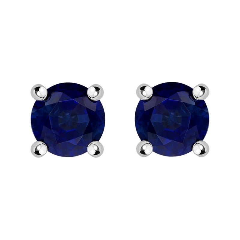 18ct Yellow White Gold Sapphire Claw Set Solitaire Stud Earrings