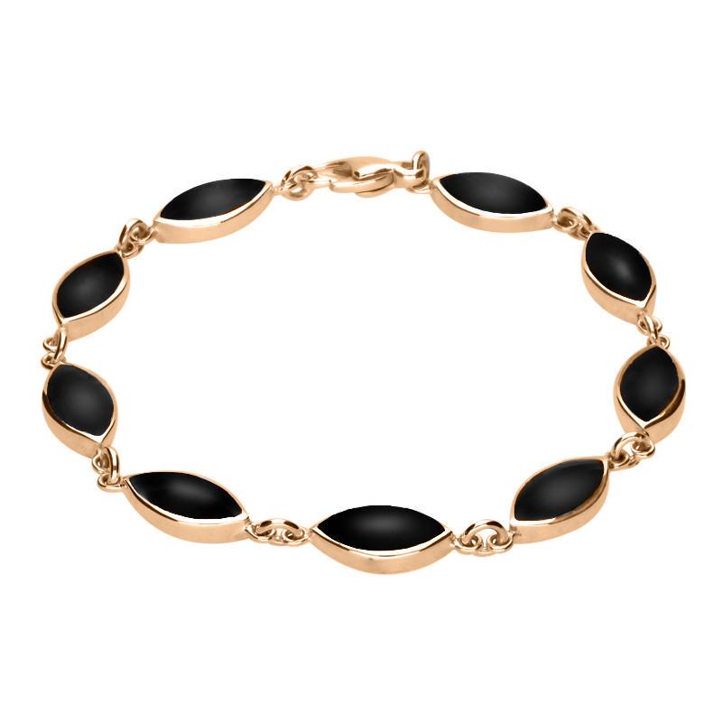 9ct Rose Gold Whitby Jet Marquise Bracelet