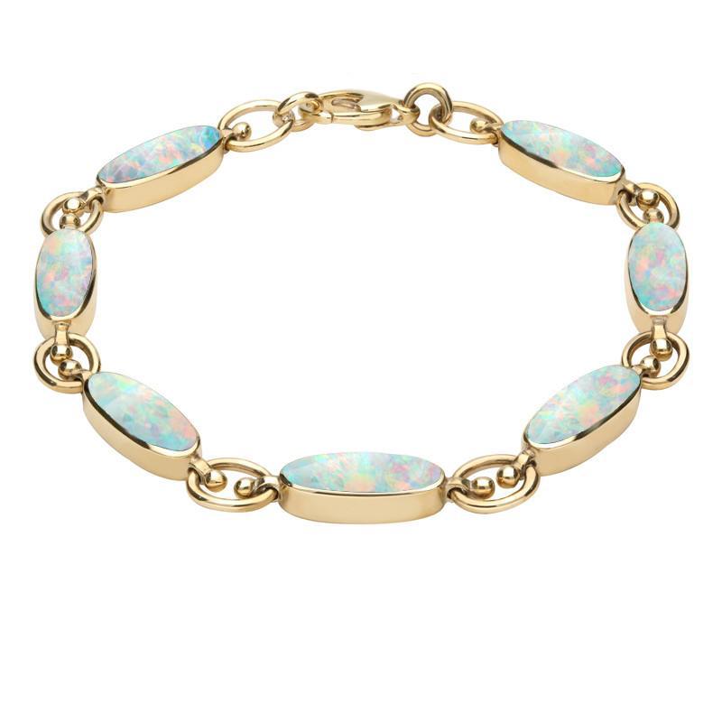 9ct Yellow Gold Opal Long Oval Bracelet
