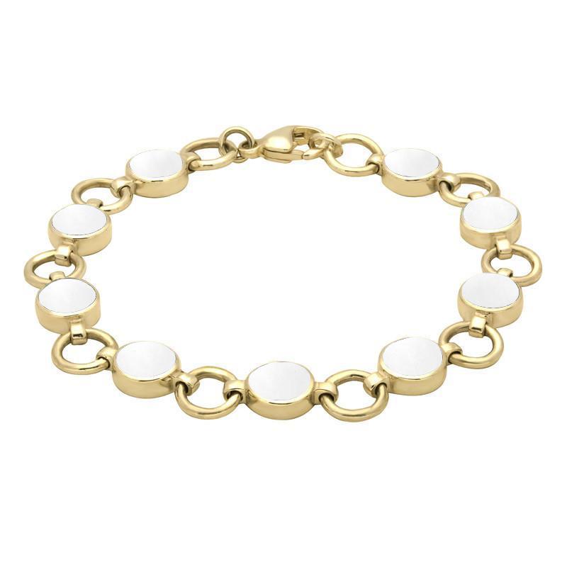 9ct Yellow Gold Bauxite Nine Stone Round Ring Bracelet