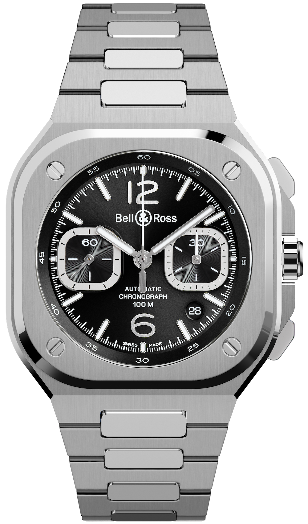 Bell & Ross Watch BR 05 Chrono Black Steel Bracelet