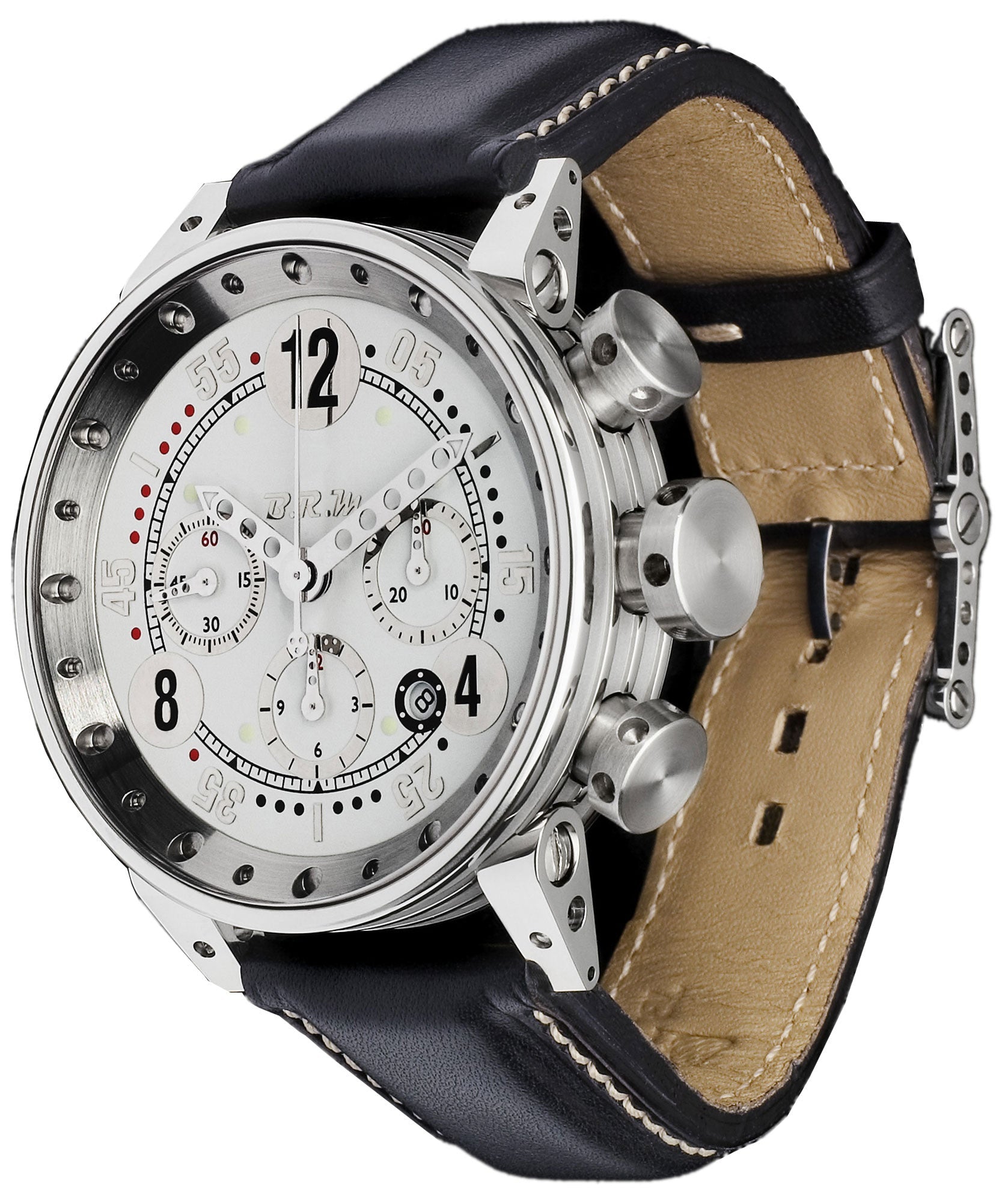 B.R.M. Watch V12-44 GTB Silver Hands - White