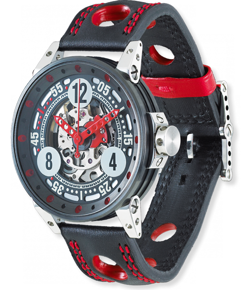 B.R.M. Watch V6-44 Sport Red Hands - Black