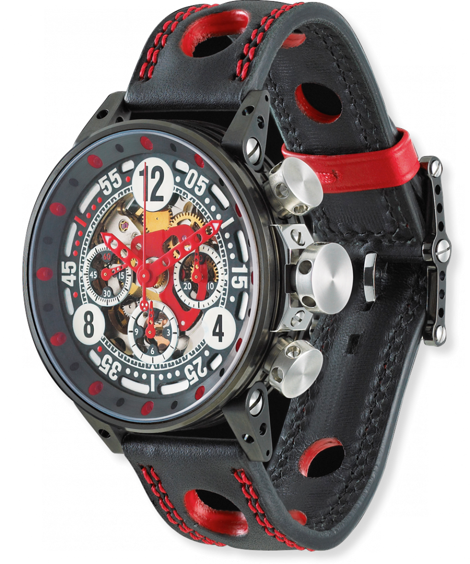 B.R.M. Watch V12-44 Sport Red Hands - Black