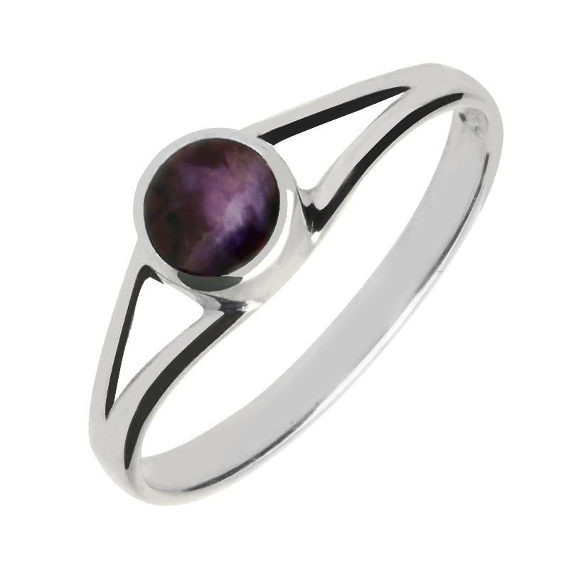 Sterling Silver Blue John Round Split Shoulder Ring - Silver