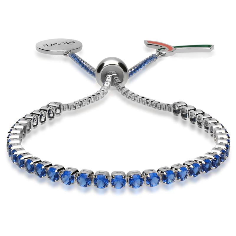 Brave Ribbon Charity Sterling Silver Cubic Zirconia Blue Bracelet - Silver