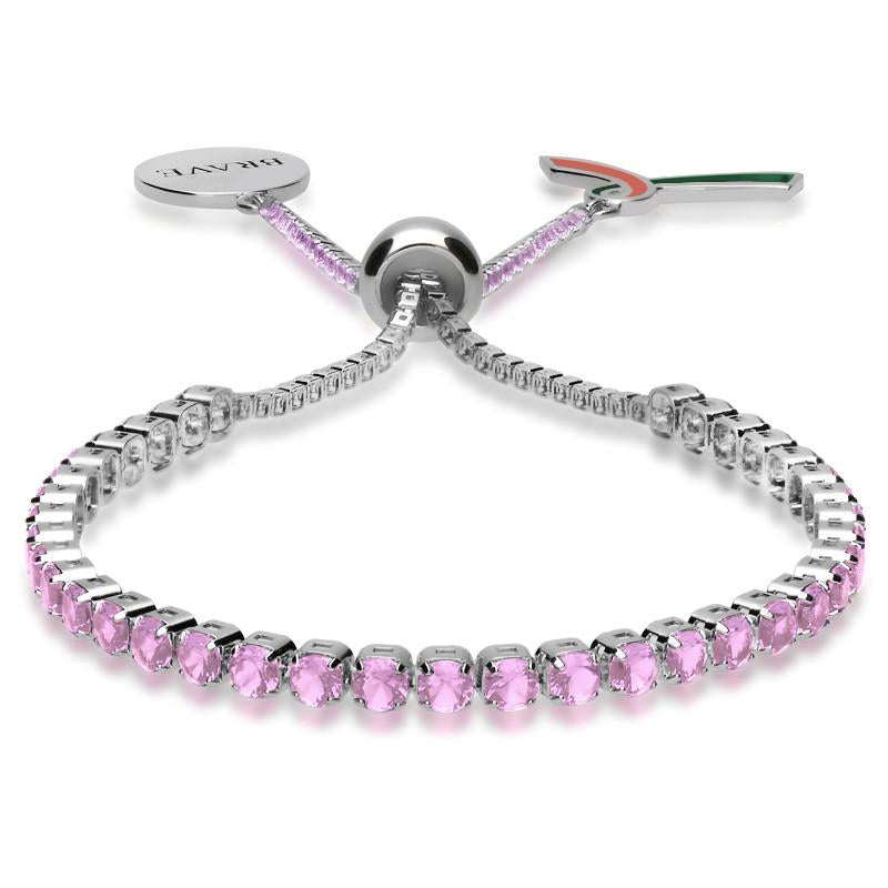 Brave Ribbon Charity Sterling Silver Cubic Zirconia Pink Bracelet - Silver