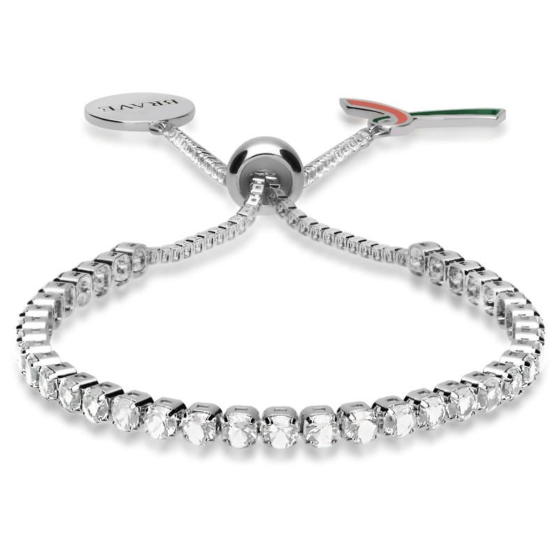 Brave Ribbon Charity Sterling Silver Cubic Zirconia White Bracelet - Silver
