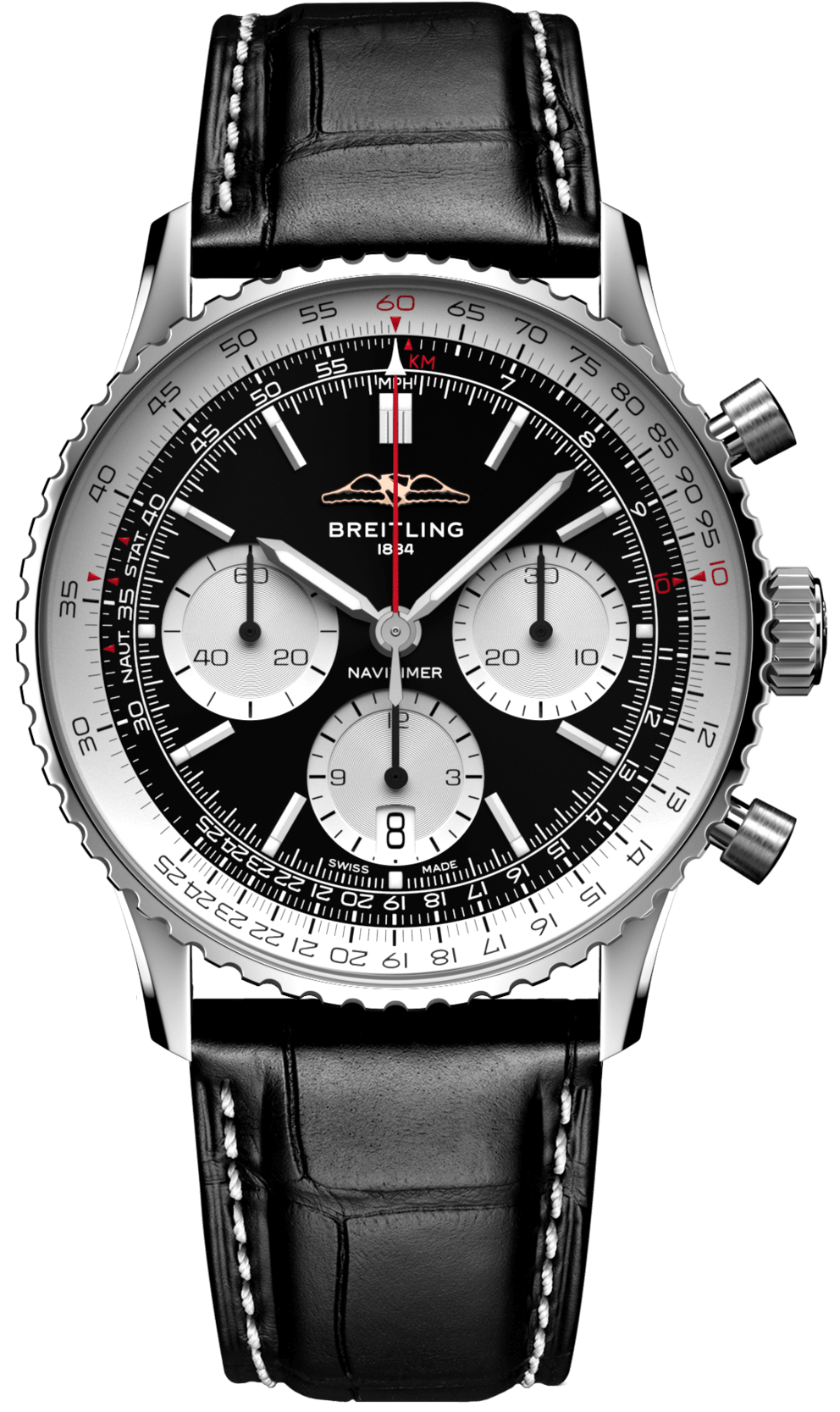 Breitling Watch Navitimer B01 Chronograph 41 Black Croc Folding Clasp