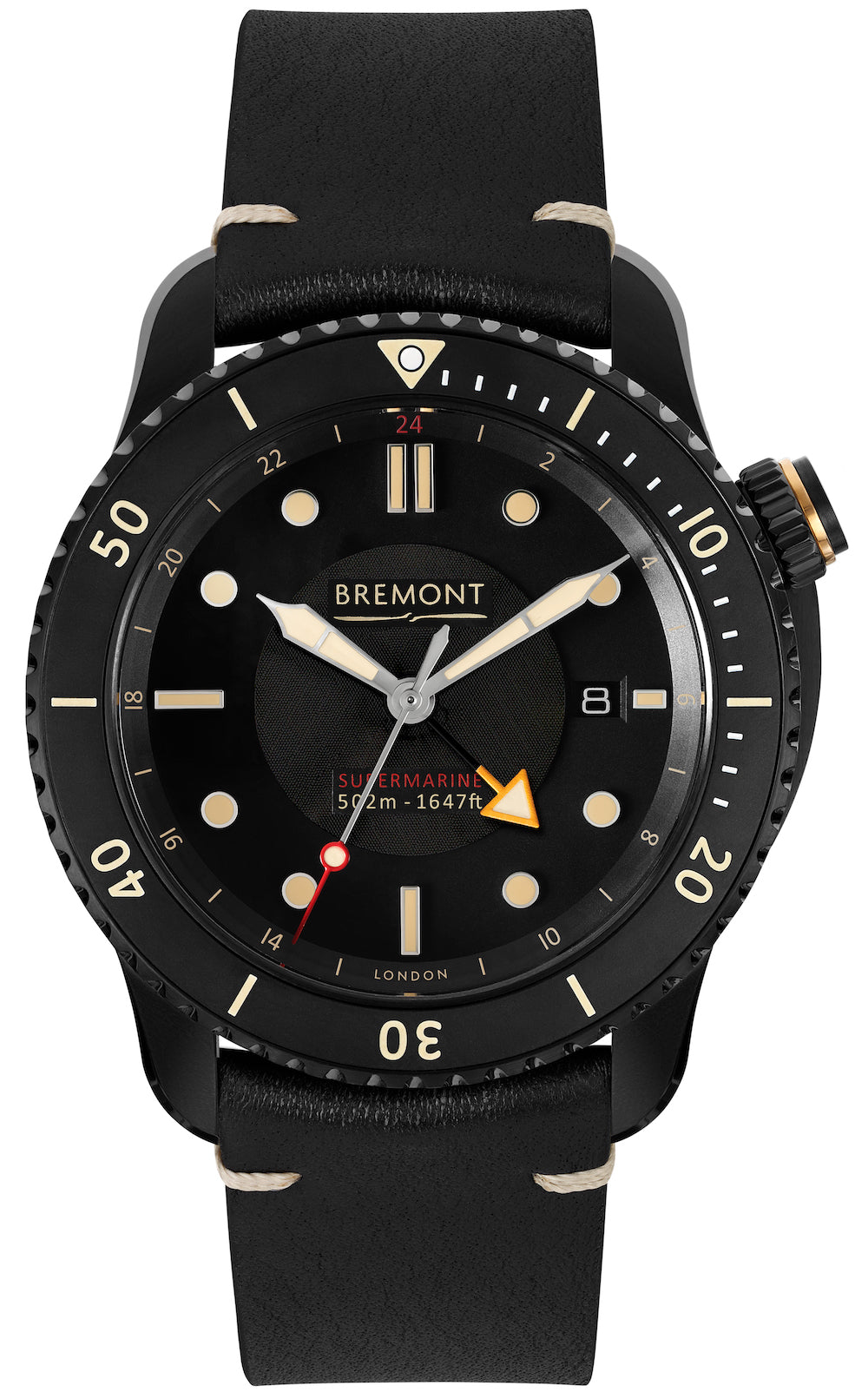 Bremont Watch Supermarine S502 Jet Vintage Strap - Black