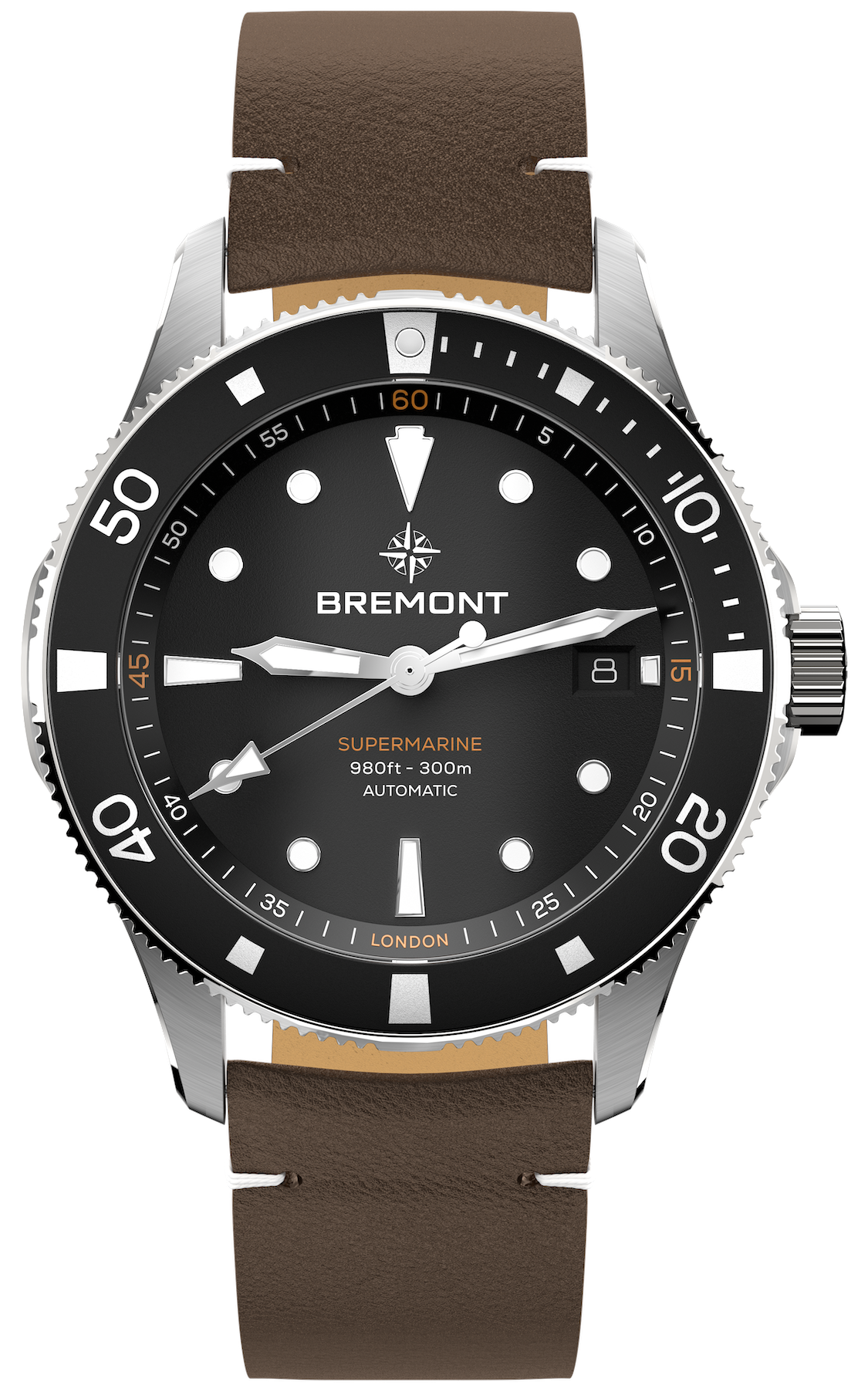 Bremont Watch Supermarine 300M Date Black Leather