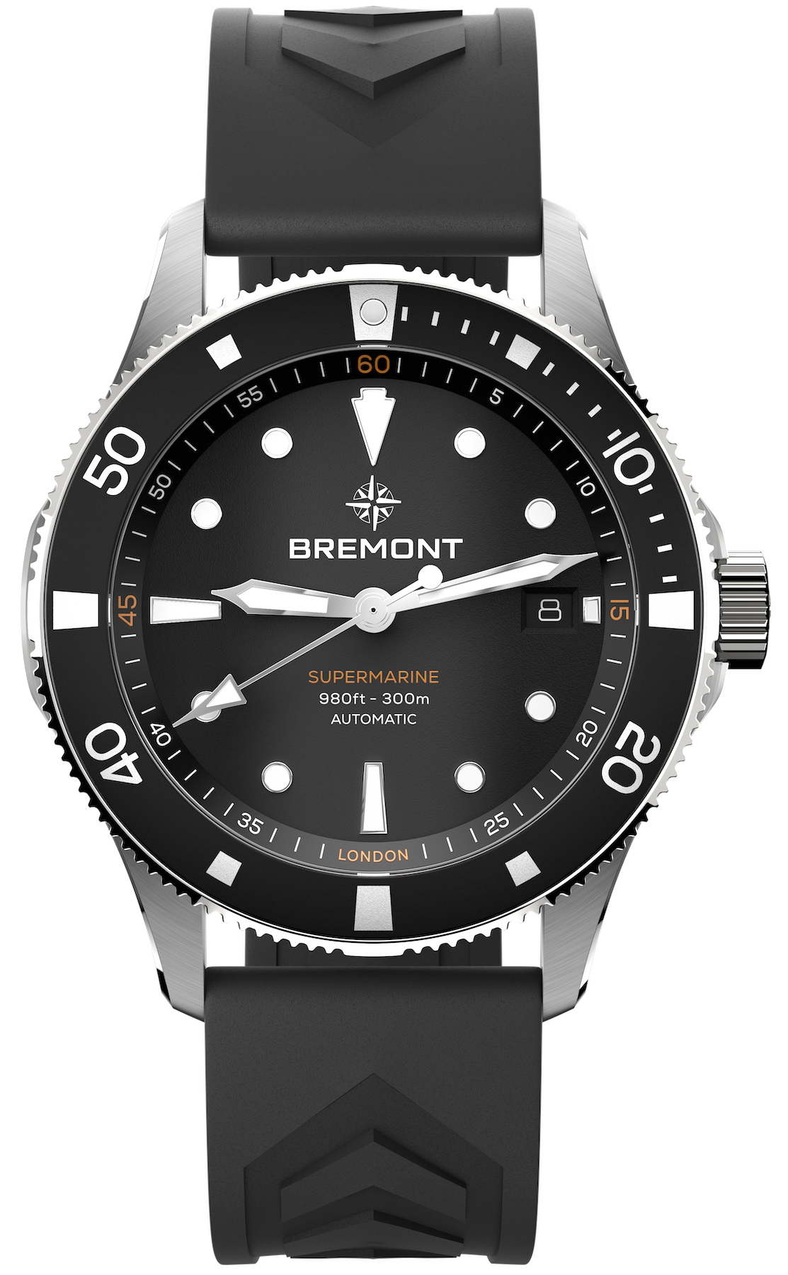 Bremont Watch Supermarine 300M Date Black Rubber