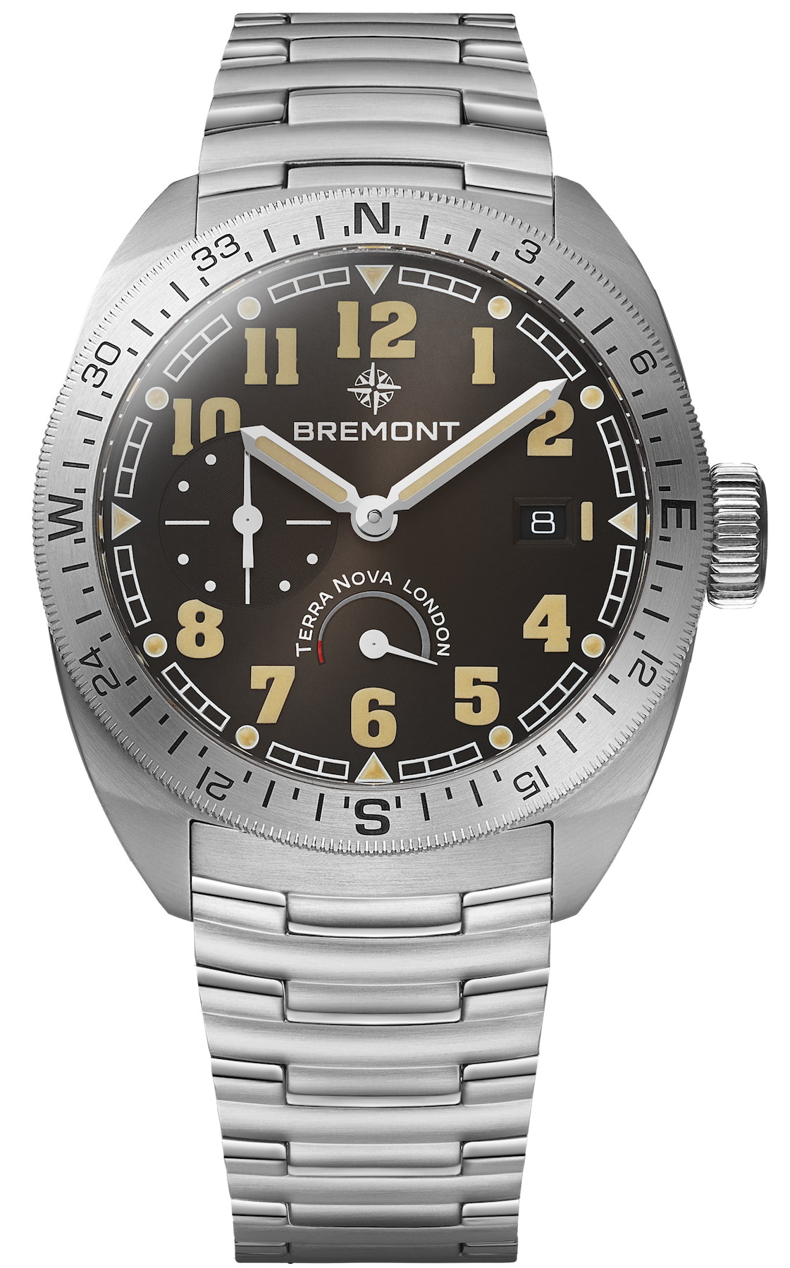 Bremont Watch Terra Nova 40.5 Turning Bezel Power Reserve Black Bracelet