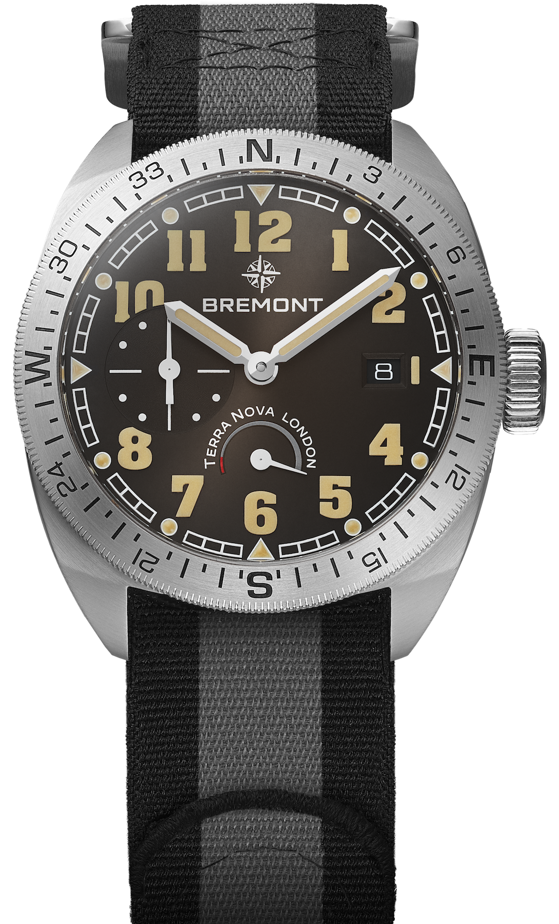 Bremont Watch Terra Nova 40.5 Turning Bezel Power Reserve Black Nato