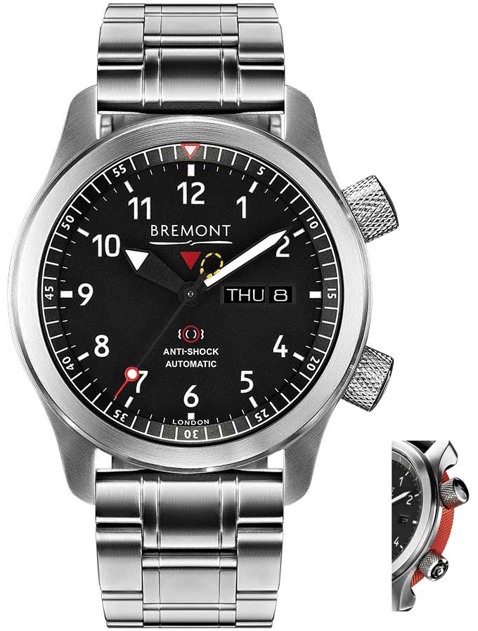 Bremont Watch Martin Baker MBII Black Orange Bracelet - Black