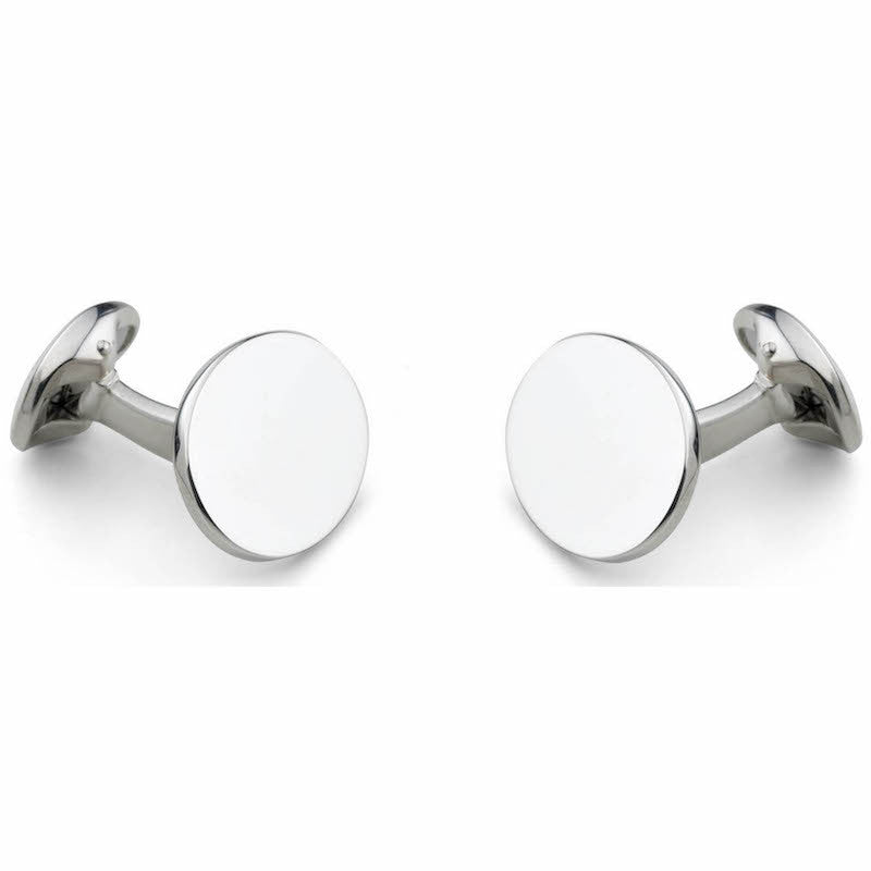 Deakin & Francis Cufflinks Sterling Silver Plain Oval Cufflinks - Silver