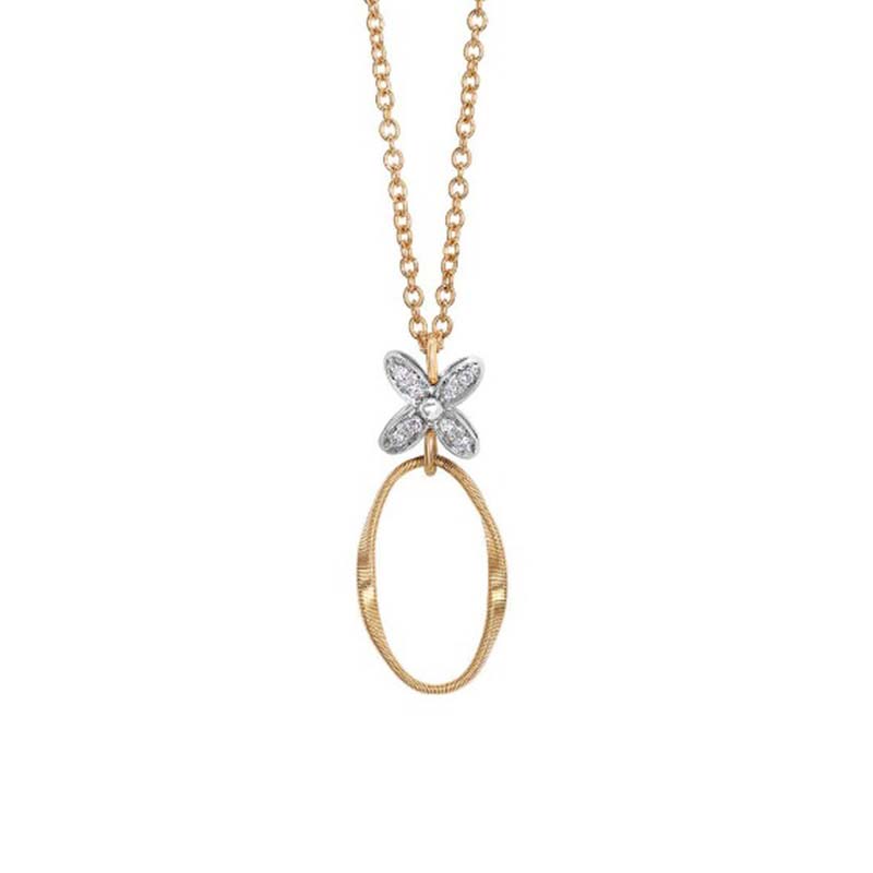 Marco Bicego Marrakech Onde 18ct Yellow Gold Diamond Flower Pendant Necklace