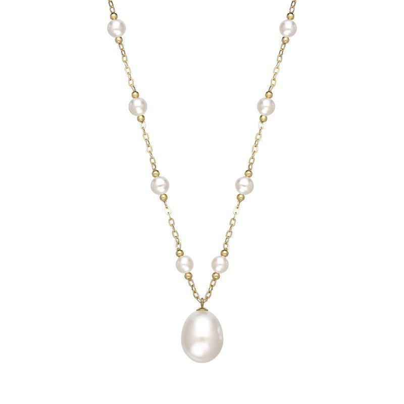 18ct Yellow Gold White Pearl Necklace