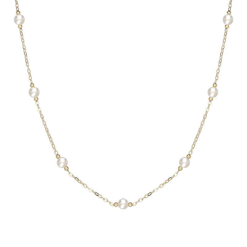 18ct Yellow Gold 5mm White Pearl Necklace