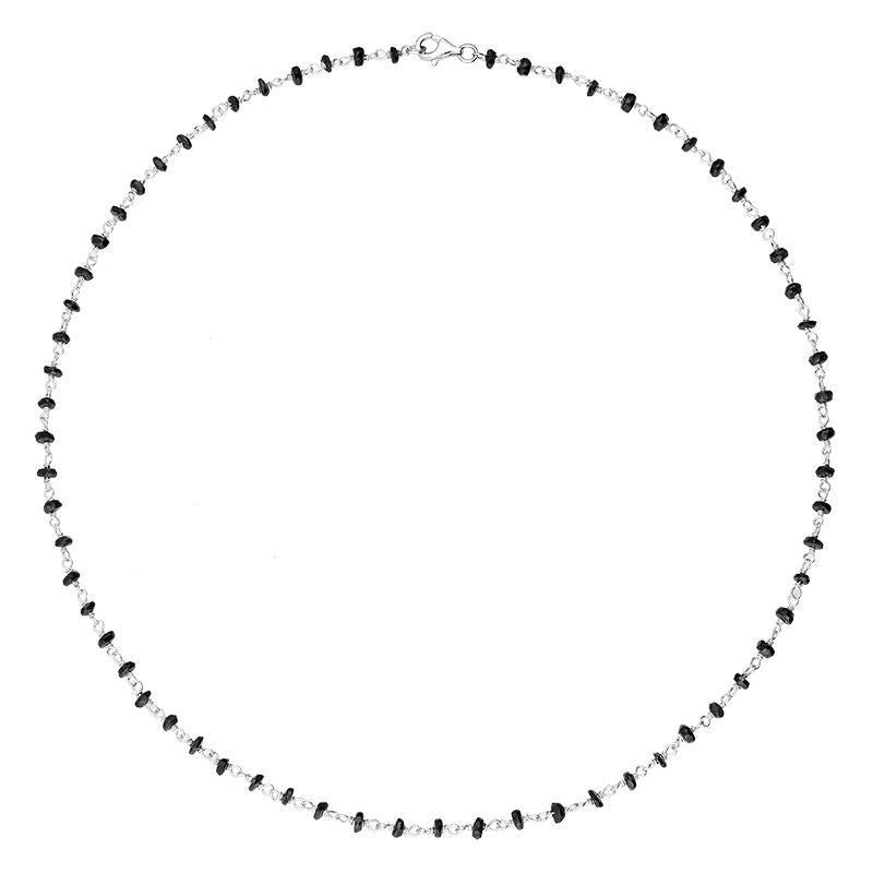 Sterling Silver Whitby Jet 4mm Bead Chain Link Necklace