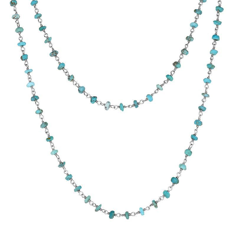 Sterling Silver Turquoise 4mm Bead Chain Link Necklace