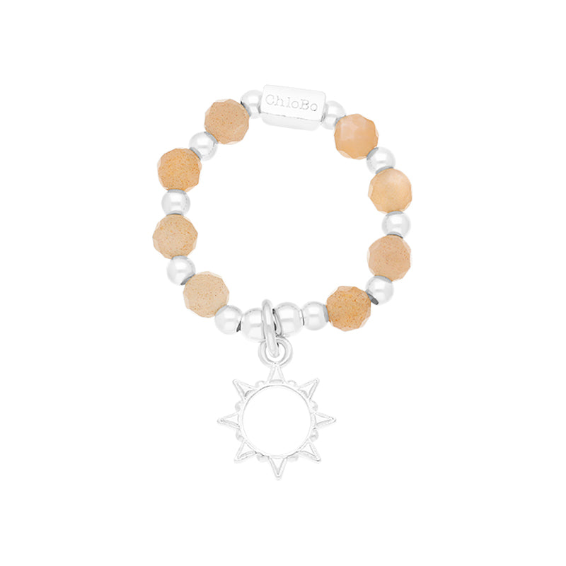 ChloBo Sterling Silver Sunrise Peach Moonstone Ring - M