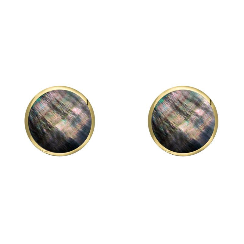 9ct Yellow Gold Dark Mother of Pearl 5mm Classic Small Round Stud Earrings