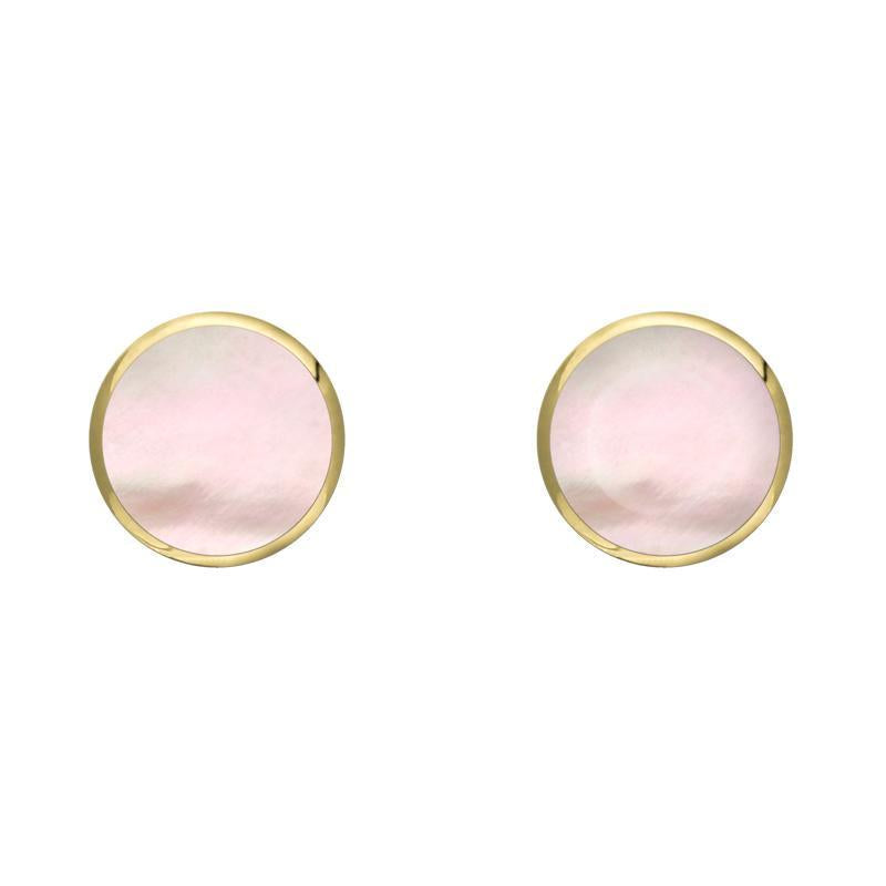 9ct Yellow Gold Pink Mother of Pearl 5mm Classic Small Round Stud Earrings