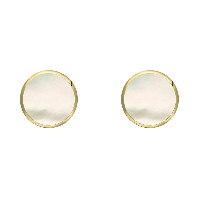9ct Yellow Gold White Mother of Pearl 5mm Classic Small Round Stud Earrings