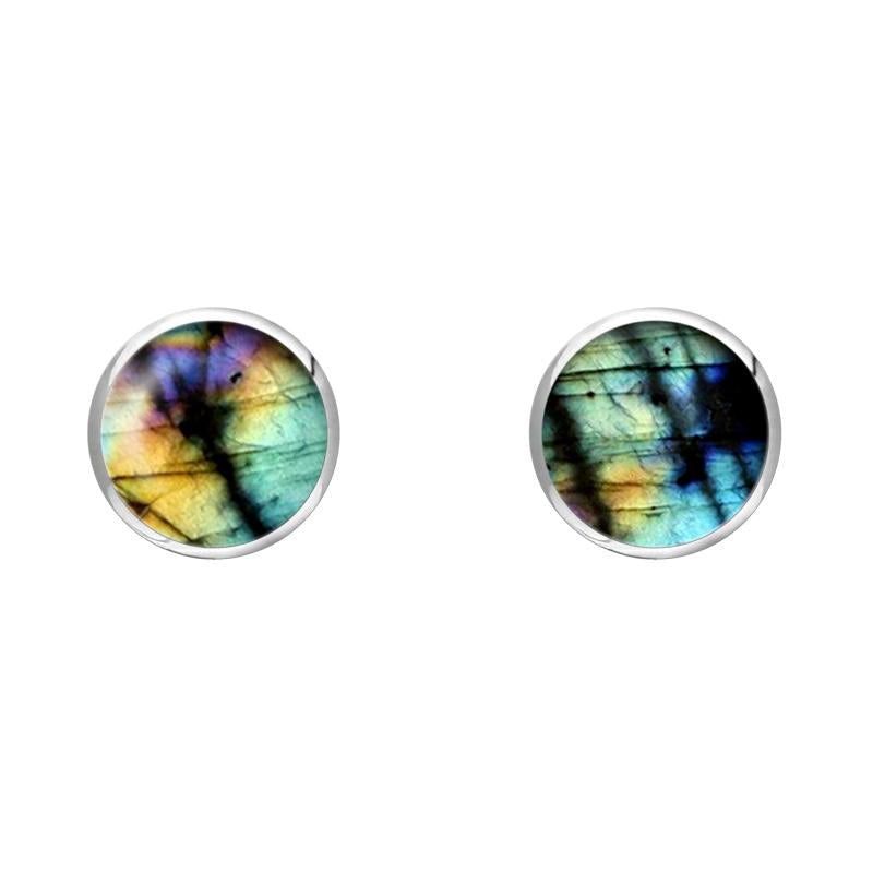 Sterling Silver Spectrolite 5mm Classic Small Round Stud Earrings